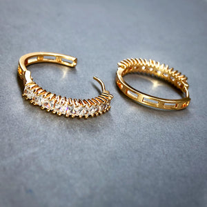 Baguette Cut Set in Gold Tone