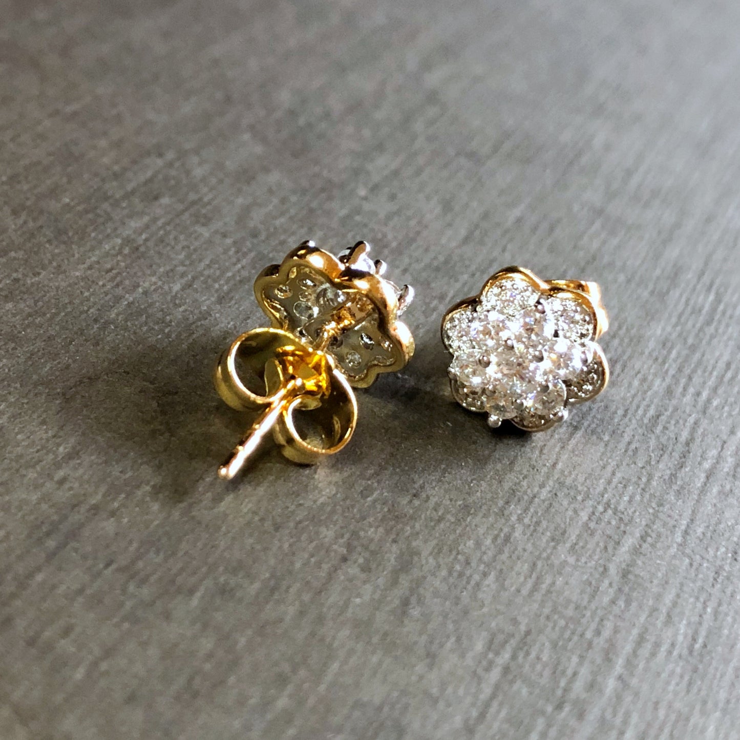 Pop-Up Floral Stud Earrings in Two Tone