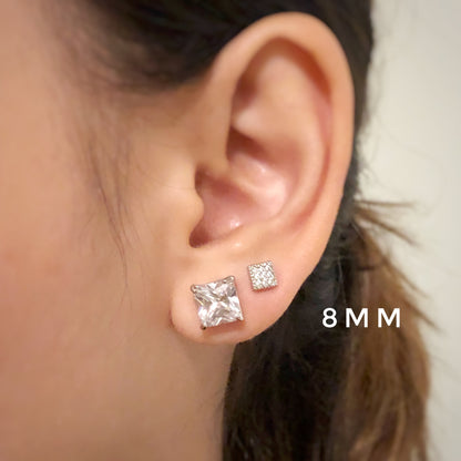 Classic Princess Cut Stud Earrings