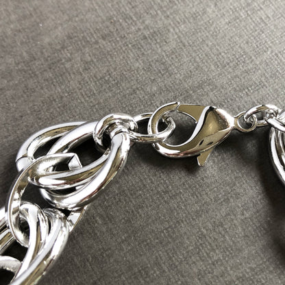 Double Link Chunky Bracelet in Whitegold Tone