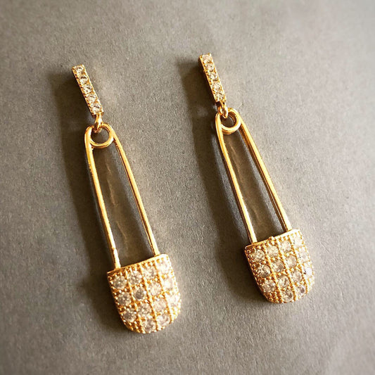 Sleek Safety Pin Drop Earrings