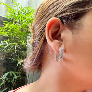 Fully Studded Chunky Square Hoop Earrings