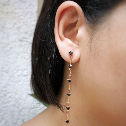 Black Hearts Needle Drop Earrings