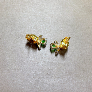 Minimalist Dragonfly Stud Earrings in Emerald Green