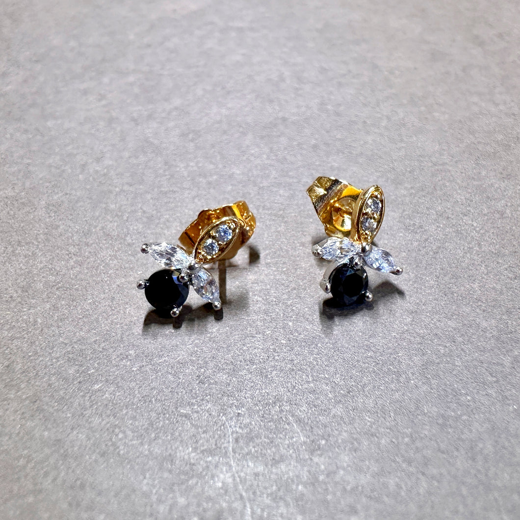 Minimalist Dragonfly Stud Earrings in Black