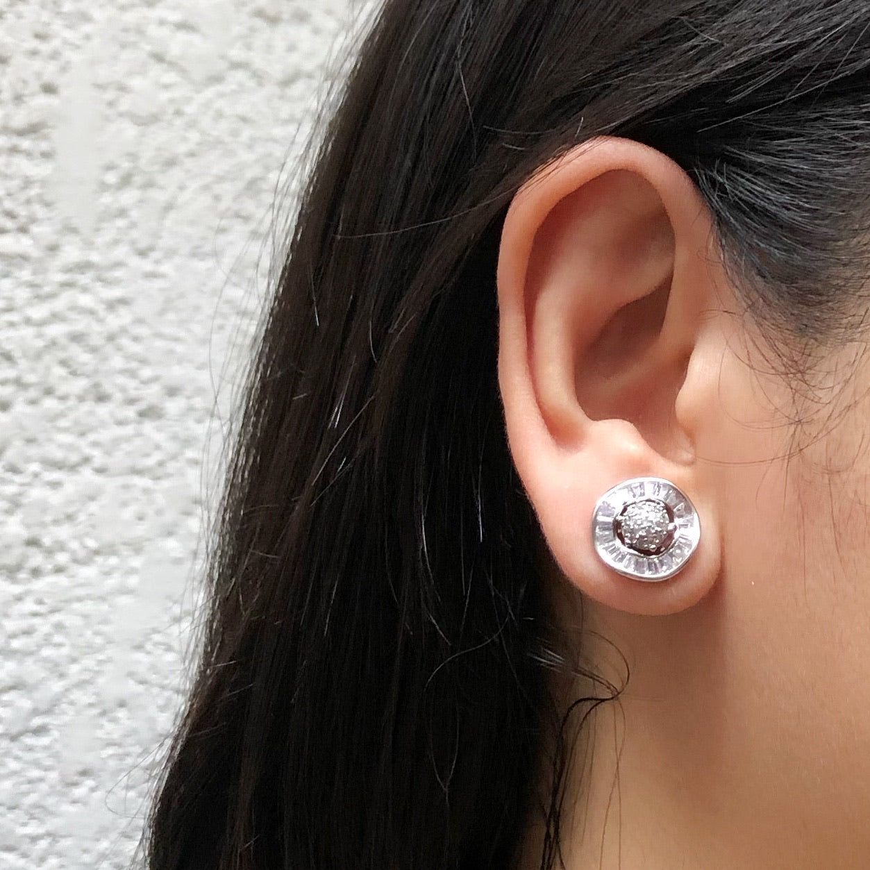 Two-Way Baguette & Micro Stones Stud Earrings
