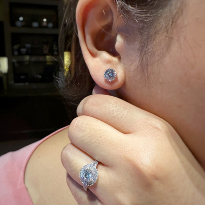 Classic Round Cut Earrings & Ring Set
