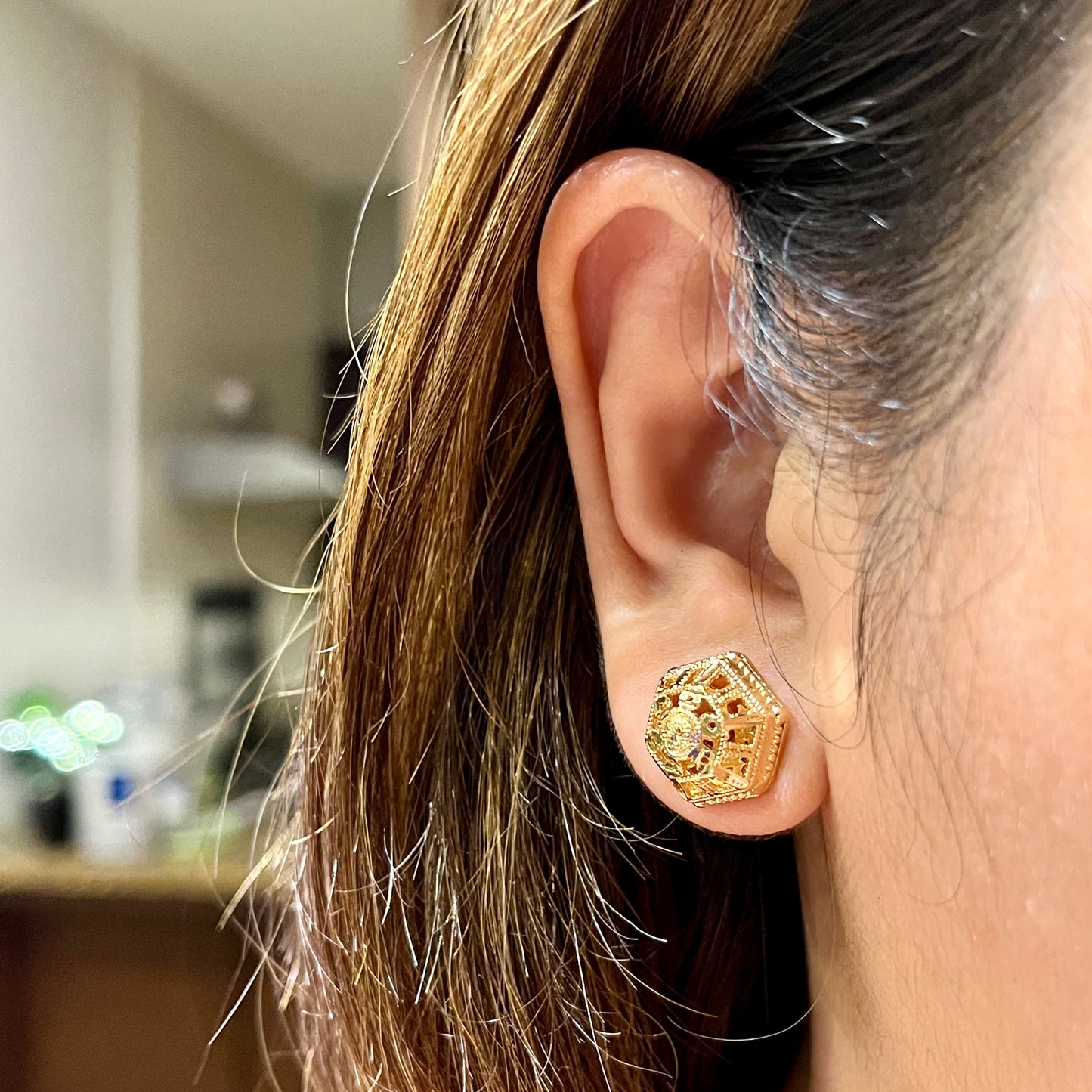 Lucky Golden Nugget Stud Earrings