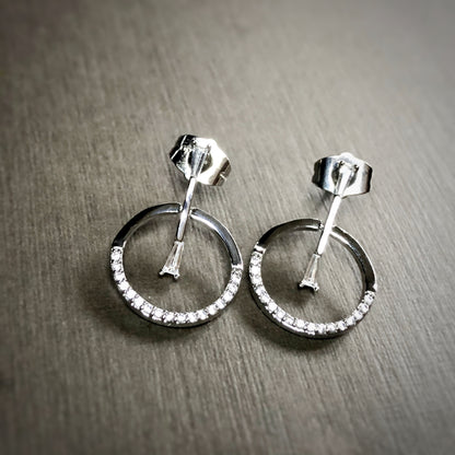 Floating Bar In Open Circle Dangling Earrings