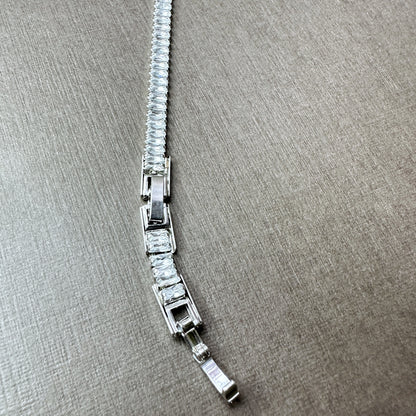 Classic Petite Emerald Cut Tennis Bracelet in Whitegold Tone