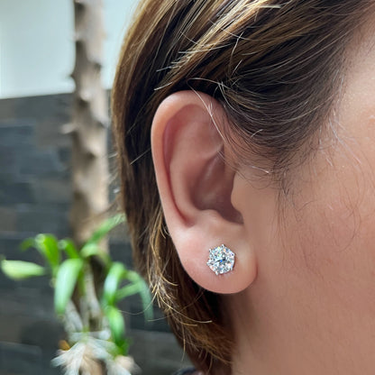 Classic Round Cut Brilliant Zirconia Stud Earrings