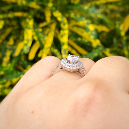 Double Halo Classic Round Cut Ring
