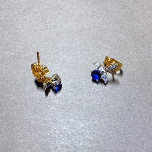 Minimalist Dragonfly Stud Earrings in Blue Sapphire