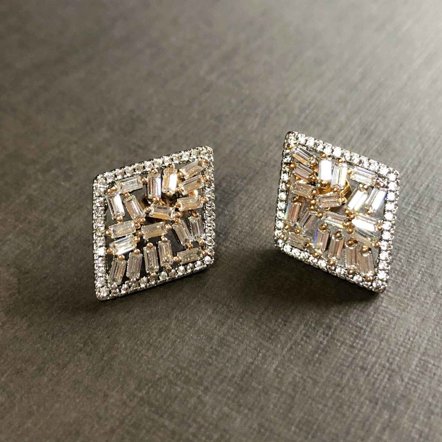 Diamond Chips Statement Earrings