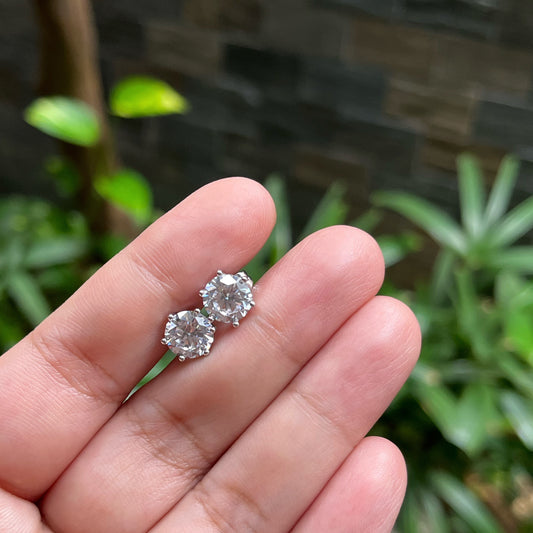 Classic Round Cut Brilliant Zirconia Stud Earrings