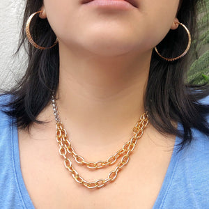 Layered Two-Tone Chunky Links Necklace