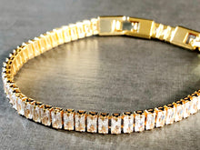 Load image into Gallery viewer, Classic Emerald Cut Tennis Bracelet in Gold Tone
