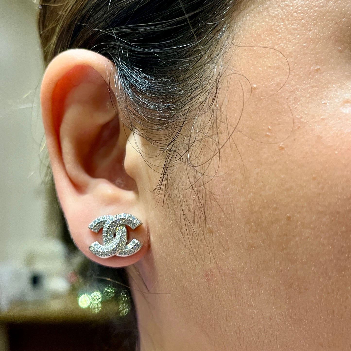 Chunky Iconic C in Micro Pavé Stud Earrings