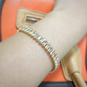 Classic Emerald Cut Tennis Bracelet in Gold Tone