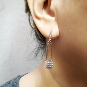 Sleek Safety Pin Drop Earrings