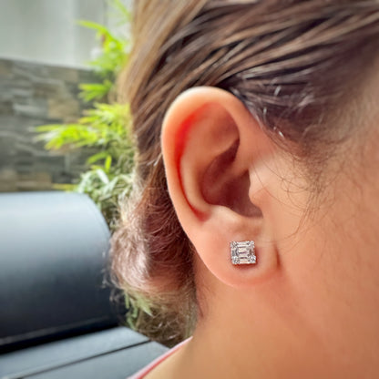 Square Illusion Baguette Cut Stud Earrings