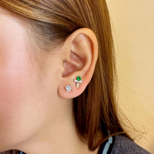 Minimalist Dragonfly Stud Earrings in Emerald Green