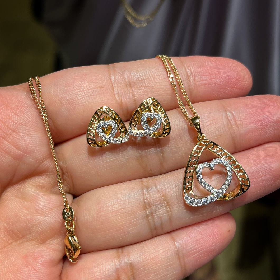 La Greca Love Triangle Necklace & Earrings Set