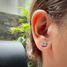 Load image into Gallery viewer, Square Illusion Baguette Cut Stud Earrings
