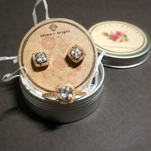 Load image into Gallery viewer, Dainty Princess Cut Set in Gold Tone
