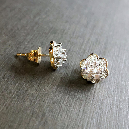 Pop-Up Floral Stud Earrings in Two Tone