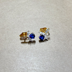 Minimalist Dragonfly Stud Earrings in Blue Sapphire