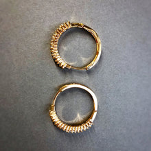 Load image into Gallery viewer, Baguette Cut Hoop Earrings in Gold Tone
