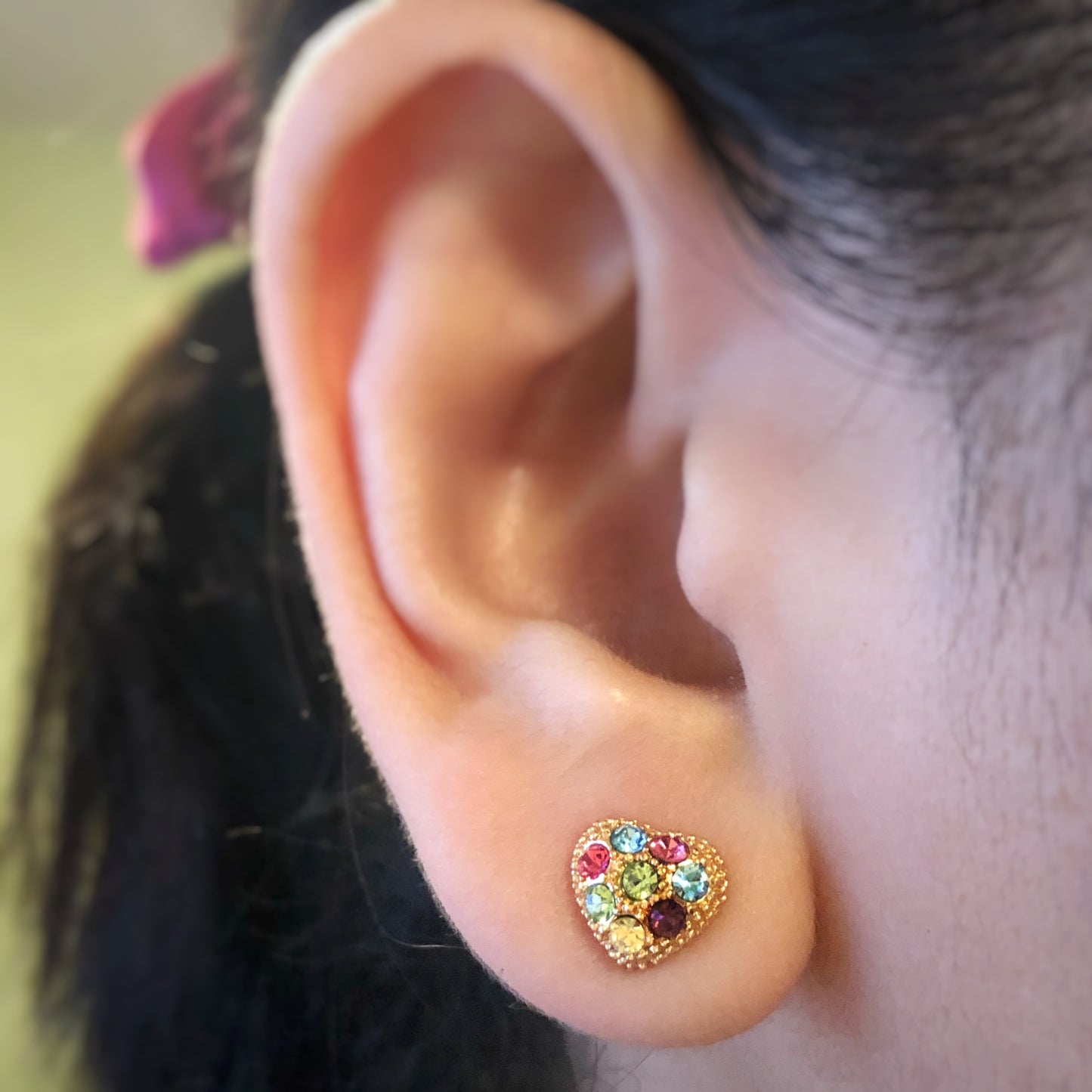 Gems Heart Stud Earrings