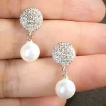Load image into Gallery viewer, Faux Pearl Drop Earrings in Whitegold Tone
