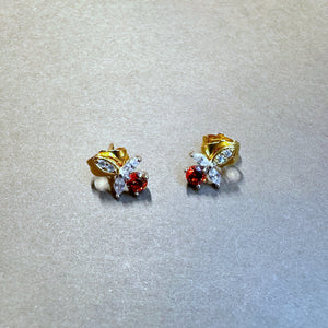 Minimalist Dragonfly Stud Earrings in Ruby Red