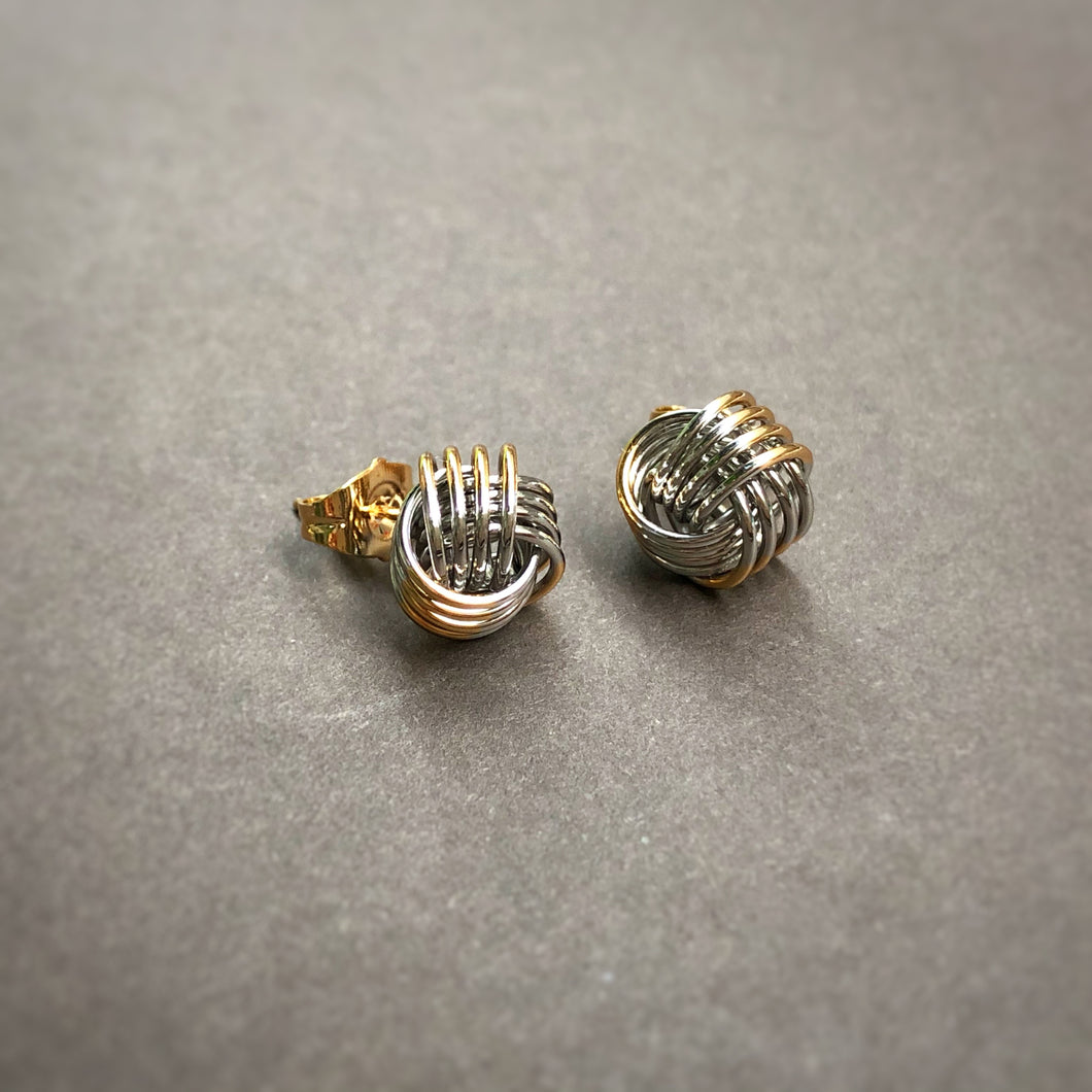 Two-Tone Classic Knot Stud Earrings