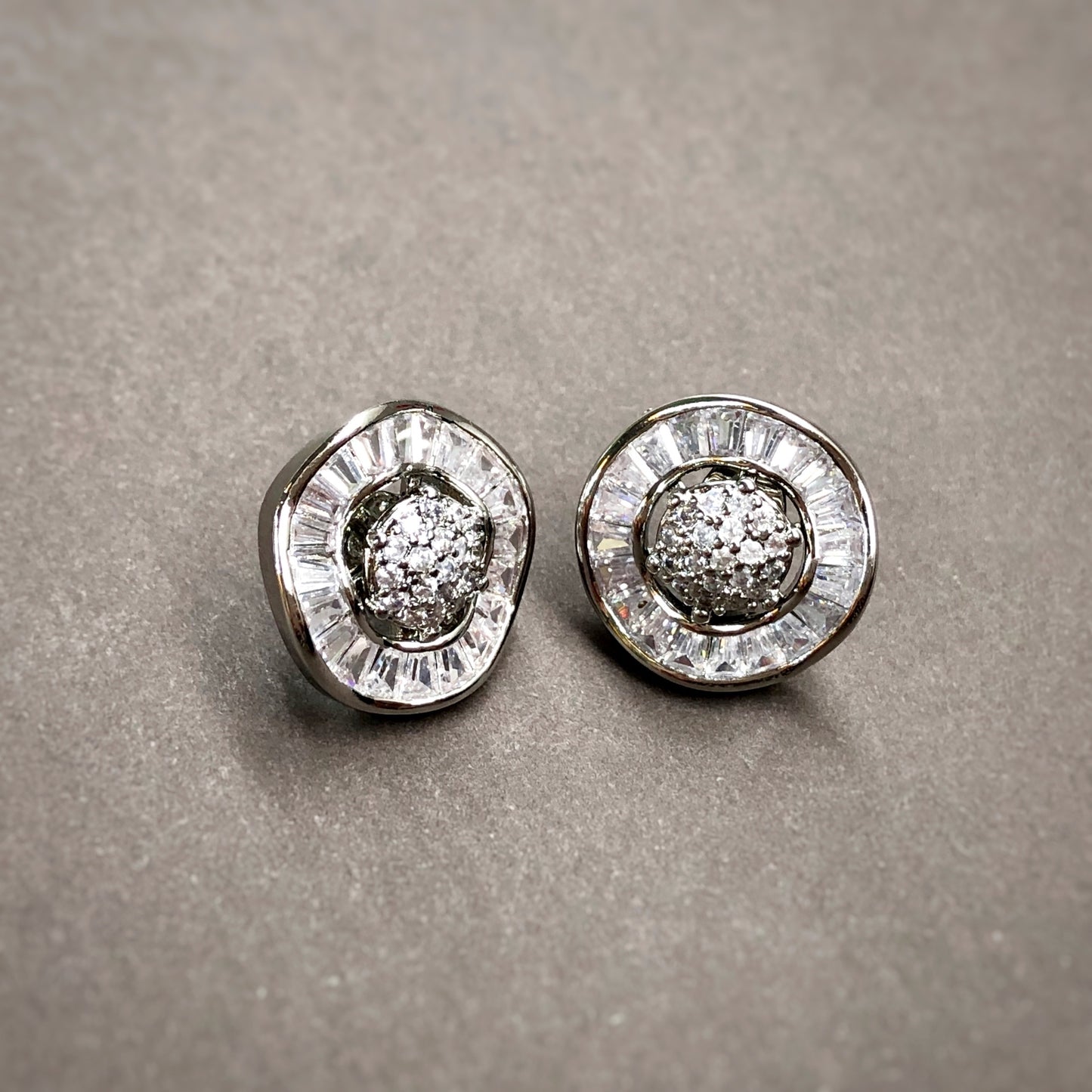 Two-Way Baguette & Micro Stones Stud Earrings