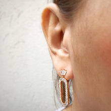 Load image into Gallery viewer, Oval Track Drop Earrings
