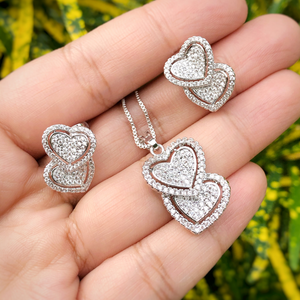 Twin Hearts Necklace & Earrings Set