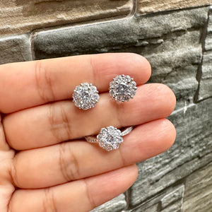 A Cluster of Sparkle Ring and Earring Set