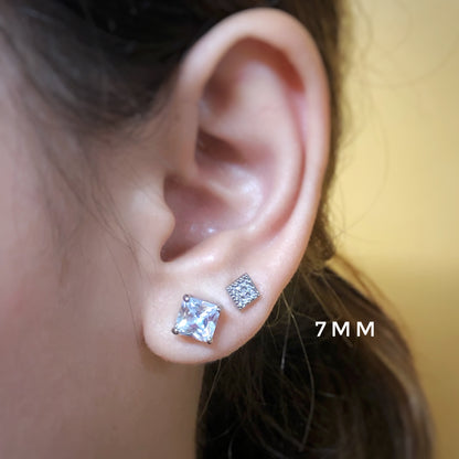 Classic Princess Cut Stud Earrings