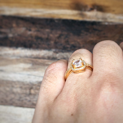 Dainty Princess Cut Set in Gold Tone