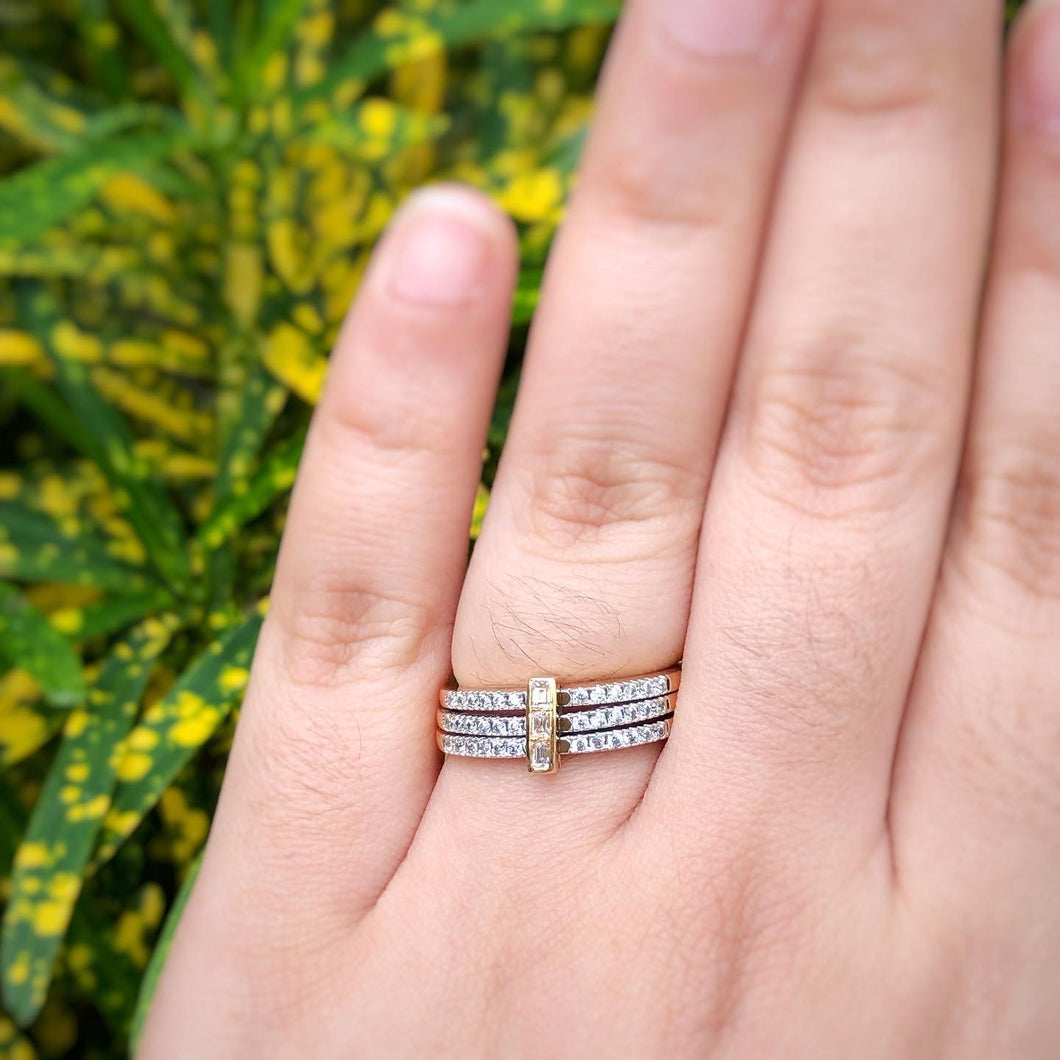 Three Layer Pave Ring