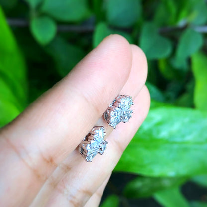 Hypoallergenic snowflake stud earrings side-view close-up sparkle detail
