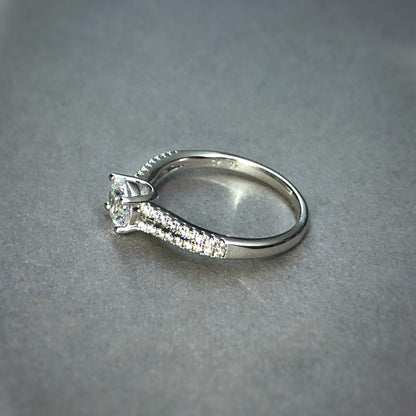 Radiant Round-Cut Solitaire Pavé Ring