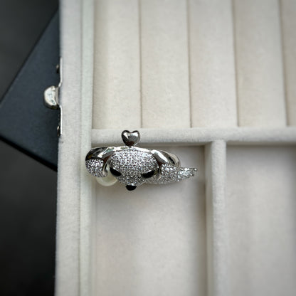 Dog Brooch with Faux Pearl Accent