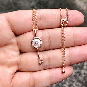 Mother of Pearl Key Necklace in Gold Tone
