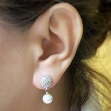Load image into Gallery viewer, Faux Pearl Drop Earrings in Whitegold Tone
