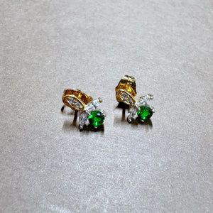 Minimalist Dragonfly Stud Earrings in Emerald Green