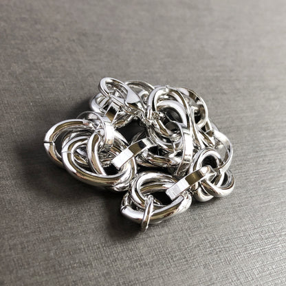 Double Link Chunky Bracelet in Whitegold Tone